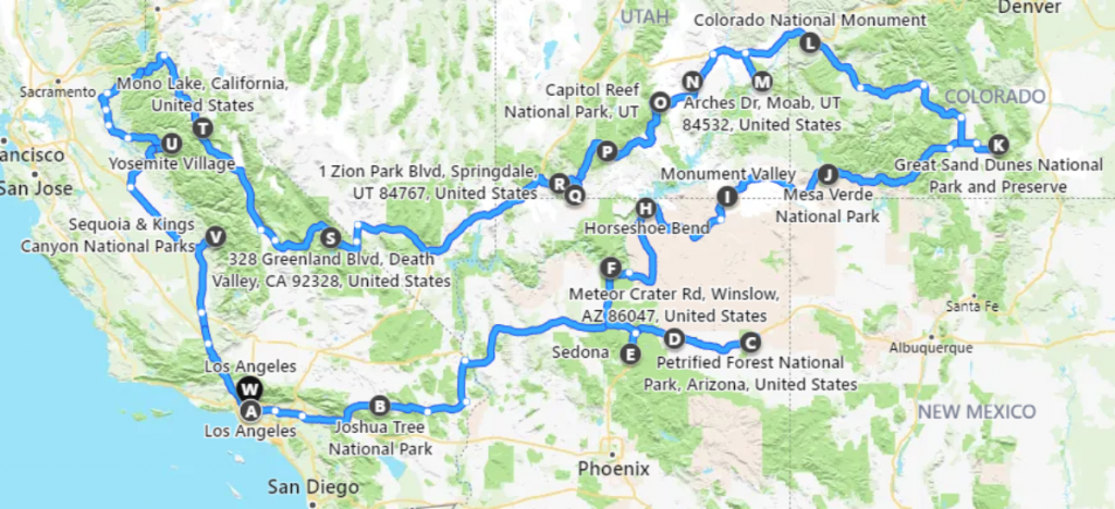 4 Week South-West USA Itinerary
